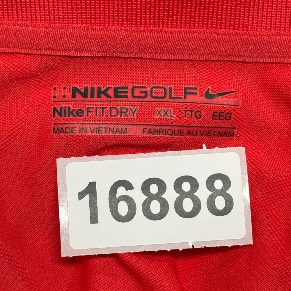 Nike Shirt Mens‎ XXL Red Fit Dry Diamond Pattern Short Sleeve Golf Polo